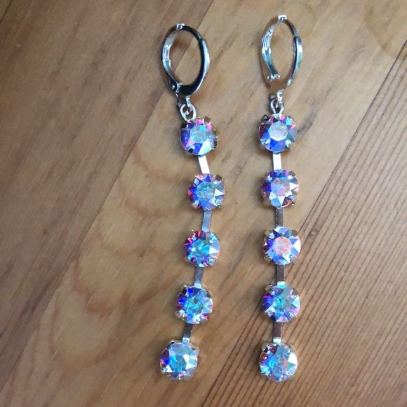 Aurora Borealis Crystal Drop Earrings - Picture 8 of 13